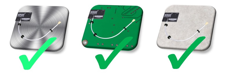 The Zenon antenna radiates on different materials